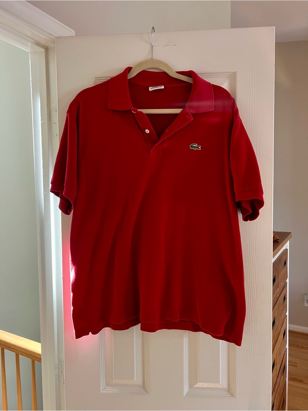 Lacoste Men's Red Pique Polo with Crocodile Logo